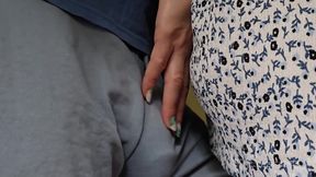 She Accidentally Touch Stranger's Dick Inside Train. He Slide His Penis Under Her Skirt and Cum