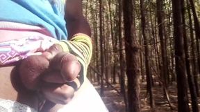 Black Tranny Flashes Her Shemale Cock in the Forest