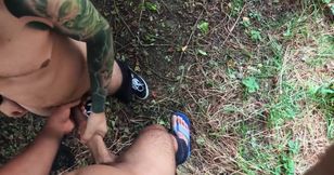 Sensual brunette guy give his boyfriend the best POV blowjob
