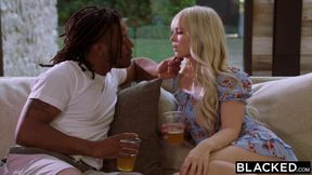 Slim and horny Lilly asked her roommate to stick his huge BBC in her