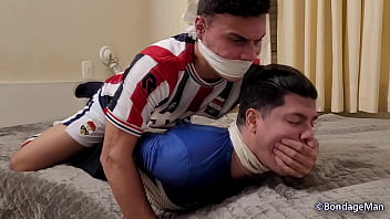 Two football player boyfriends are captured and tied and gagged together | PREVIEW