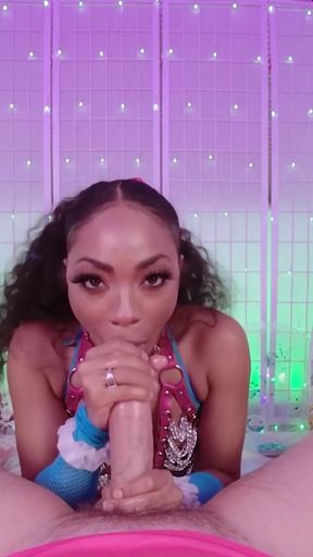 Hot Ebony Babe Cali Caliente Deepthroating Big Cock POV