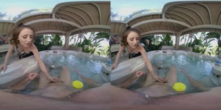 VR BANGERS Naked Charly Summer Sucking Cock In Jacuzzi - Outdoor POV Sex VR Porn