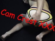 Cam Crest Spanks Himself in a Yellow Jockstrap