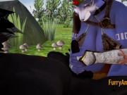 Furry Hentai 3D - Blue Wolf and Black Wolf sex in the forest