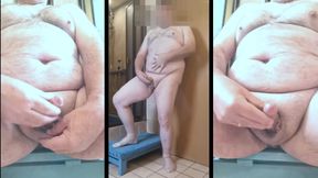 2-fold jerking off in the bathroom while standing and sitting