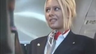 Flight attendant upskirt trio