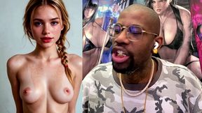 teen girl with small petite tits has beautiful cock sucking lips, ai generated