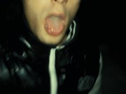 Play with cruiser´s cum in mouth on my knees after he left