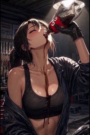 Hot anime mechanic works on the car and gets horny in the process