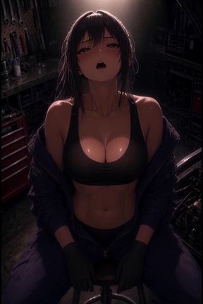 Hot anime mechanic works on the car and gets horny in the process