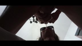 MILF Gives a Quick Blowjob with a Cum Explosion in Her Mouth