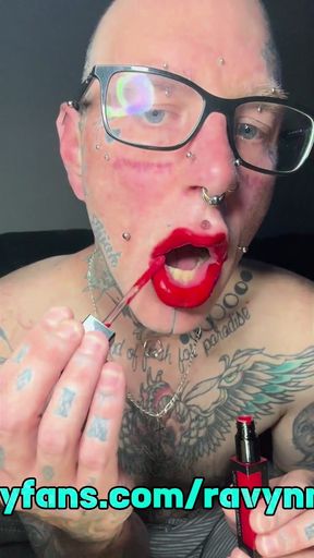 Humiliation! Lipstick on my BIG Fake Lips   Clip 1