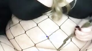 BBW drags knife over her vagina