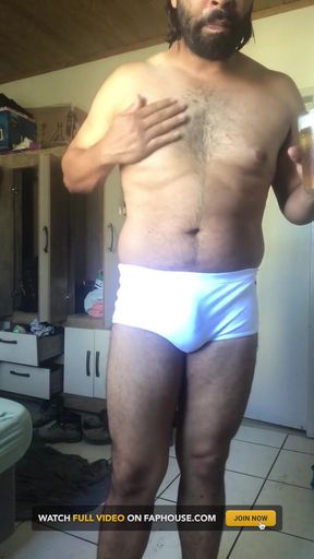Trying Out New Swim Trunks and Boots. Exercises and Stretches.