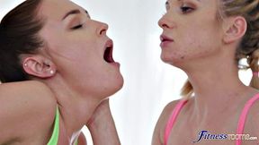 Lesbian threeway after workout