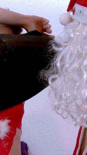 Pervert Santa Claus fucks the pretty young French Kimber Delice   Clip 1