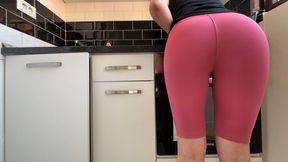 Nonstop Farts While Cleaning in Tight Pink Leggings