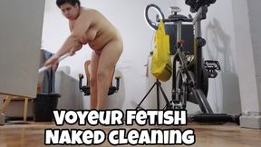 Spying on My Favorite Neighbor Cleaning Naked ( voyeur fetish, chubby girl)