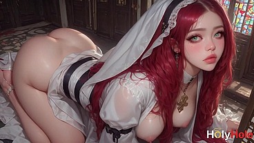 The sweet, shy nun impaled herself on my cock with such pleasure - even she hadn't expected it! Her pussy took in all my cum![AI]