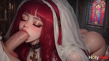 The sweet, shy nun impaled herself on my cock with such pleasure - even she hadn't expected it! Her pussy took in all my cum![AI]