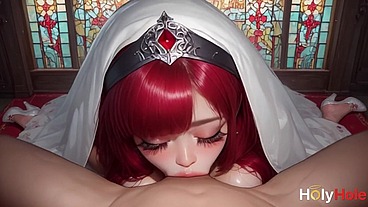 The sweet, shy nun impaled herself on my cock with such pleasure - even she hadn't expected it! Her pussy took in all my cum![AI]
