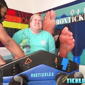 Black amateur tickle torments his restrained chubby dom Matt