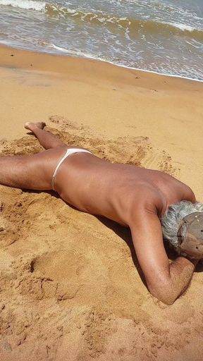 Ladysilva on the beach in panties tanning her hot ass