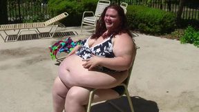 Fatty At The Pool - Stuck in a Chair, Walking Around and Rubbing My Belly *WMV*