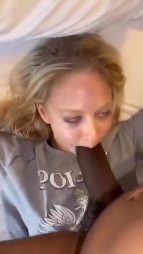 Deepthroat teen takes BBC in homemade blowjob scene
