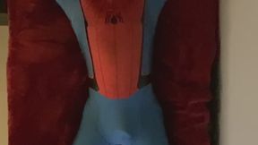 Spidey in spread eagle bondage