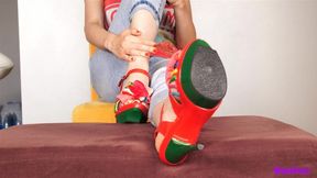 Red Platform High Heels - Shoe Removal - HD MP4