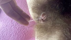 Close up wet hairy pussy big clit