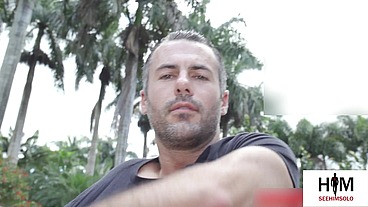 Brock Cooper Strokes His Thick Uncut Cock in Tropical Paradise Solo!