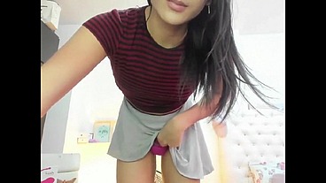 Upskirt shemale wanker masturbating and cumming liquids