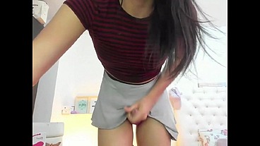 Upskirt shemale wanker masturbating and cumming liquids