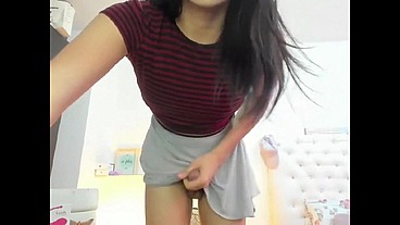 Upskirt shemale wanker masturbating and cumming liquids
