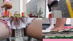 Giantess nurse destroy small city