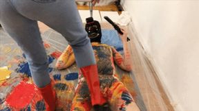 trampling, bodypainting, kicking, rain boots - 1053 Nasty Nastya the art student episode 3 Part 1