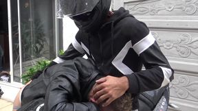 Fucked bareback by straight motor biker