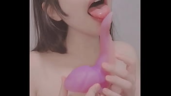 Amateur cute girl riding small dildo