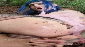 Sweet Kitten, Goth Fairy Shoots Herself with Cum and Fingers Her Asshole in the Forest