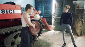 Staxus:: Hung Twink Gets a Fireman's Lift Onto Hunky Pal's Hose!