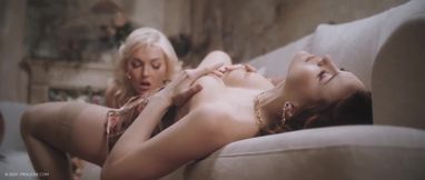 Sensual beauties explore passionate harmony in daring intimate lingerie play