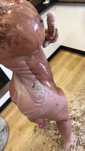 34JJ fake tits and ass messy food play