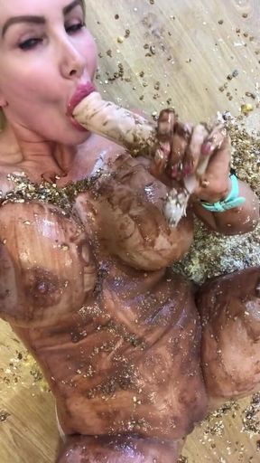 34JJ fake tits and ass messy food play