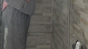 Full Video Grey Hoodie shirt pink shower Cutted