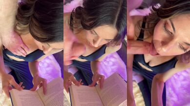 Bored Blowjob: Reading Under The XMas Tree