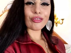 Amateur busty brunette masturbates and does hand job