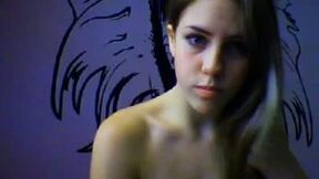 Raunchy webcam whore flashes her small perky titties